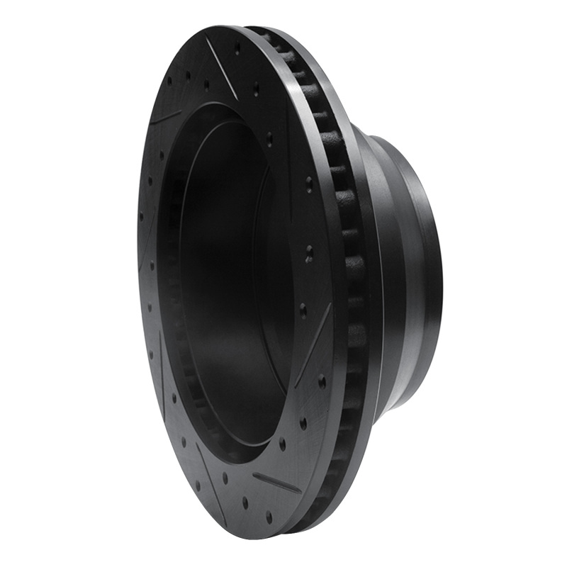 Ford F-350 Super Duty Brake Rotor (1) - Rear Left - R1 Concepts - Drilled & Slotted - Black - `99-`04